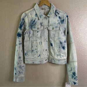 NWT Free People Rumors Jones Tie Dye Blue Denim Jean Jacket Size XS